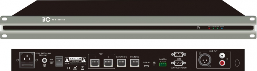 Фото 1 - ITC TS-3400MIXD звуковой процессор, подавитель АОС с интерфейсом Dante